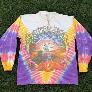Distress Vintage 1994 Grateful Dead Fall Tour Tie Dye Long Sleeve Shirt Sundog L
